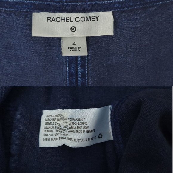 Rachel Comey Denim Jumpsuit Womens Size 4 Front Zip Belted Cuffed Hem Sleeveless - Picture 9 of 9